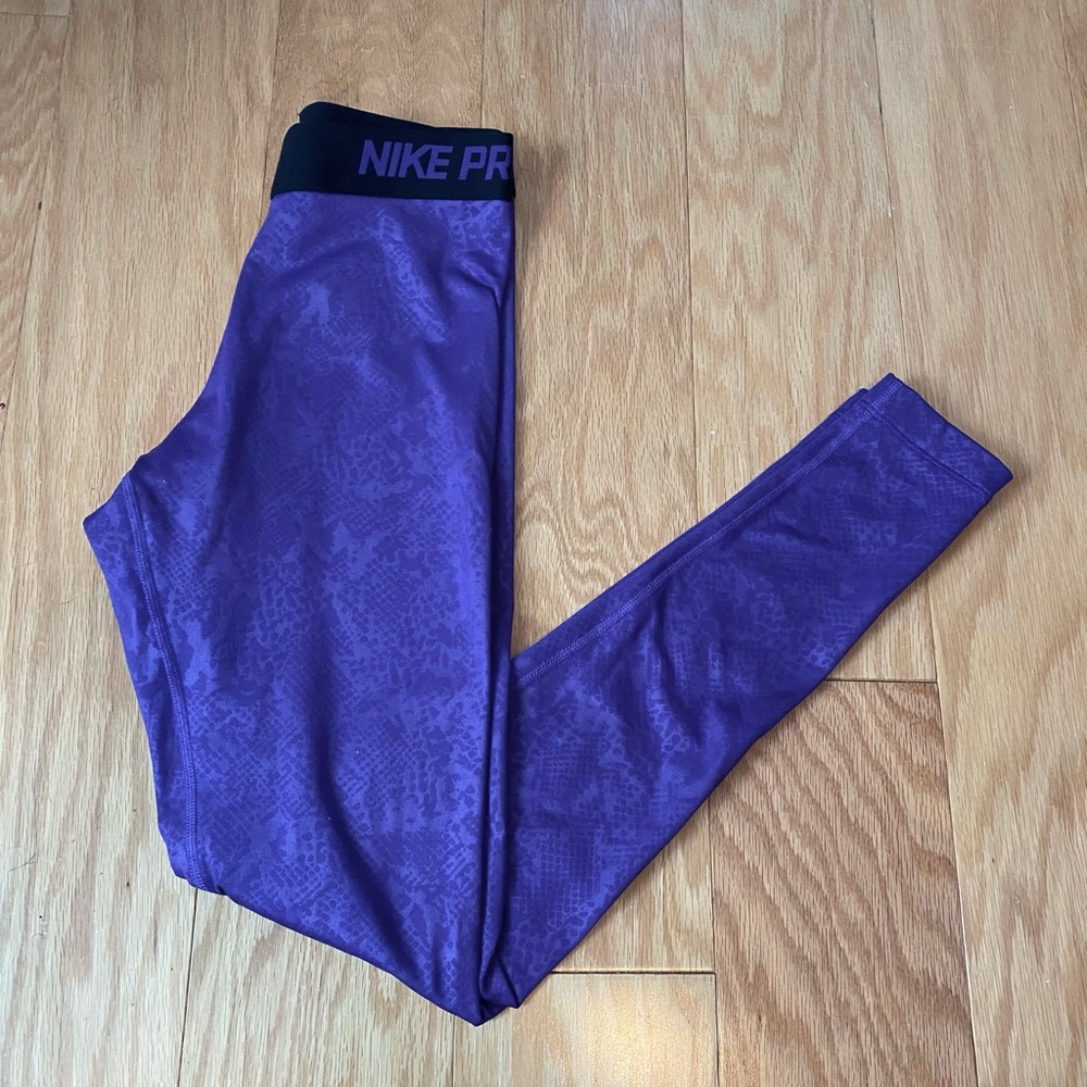 Purple Snakeskin Nike Pro Leggings